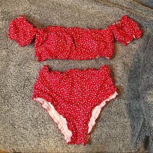 Red high waisted bikini